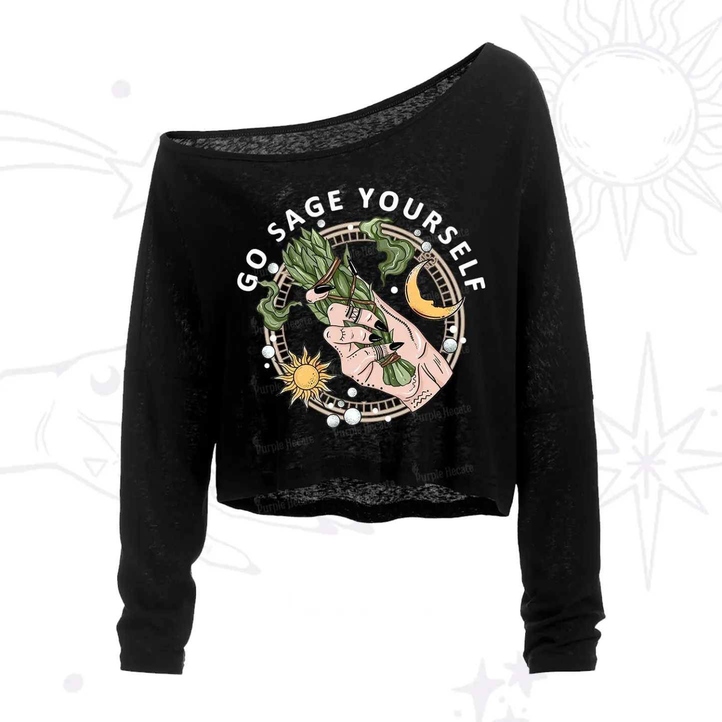 Purplehecate Go Sage Yourself One Shoulder Crop Shirt
