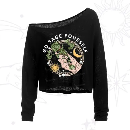 Purplehecate Go Sage Yourself One Shoulder Crop Shirt