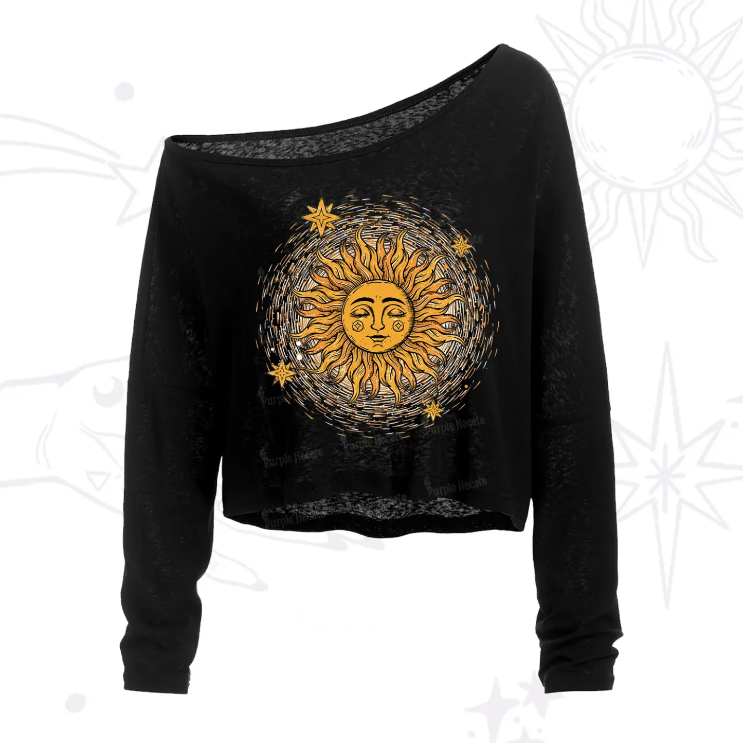 Purplehecate Celestial Sun One Shoulder Crop Shirt