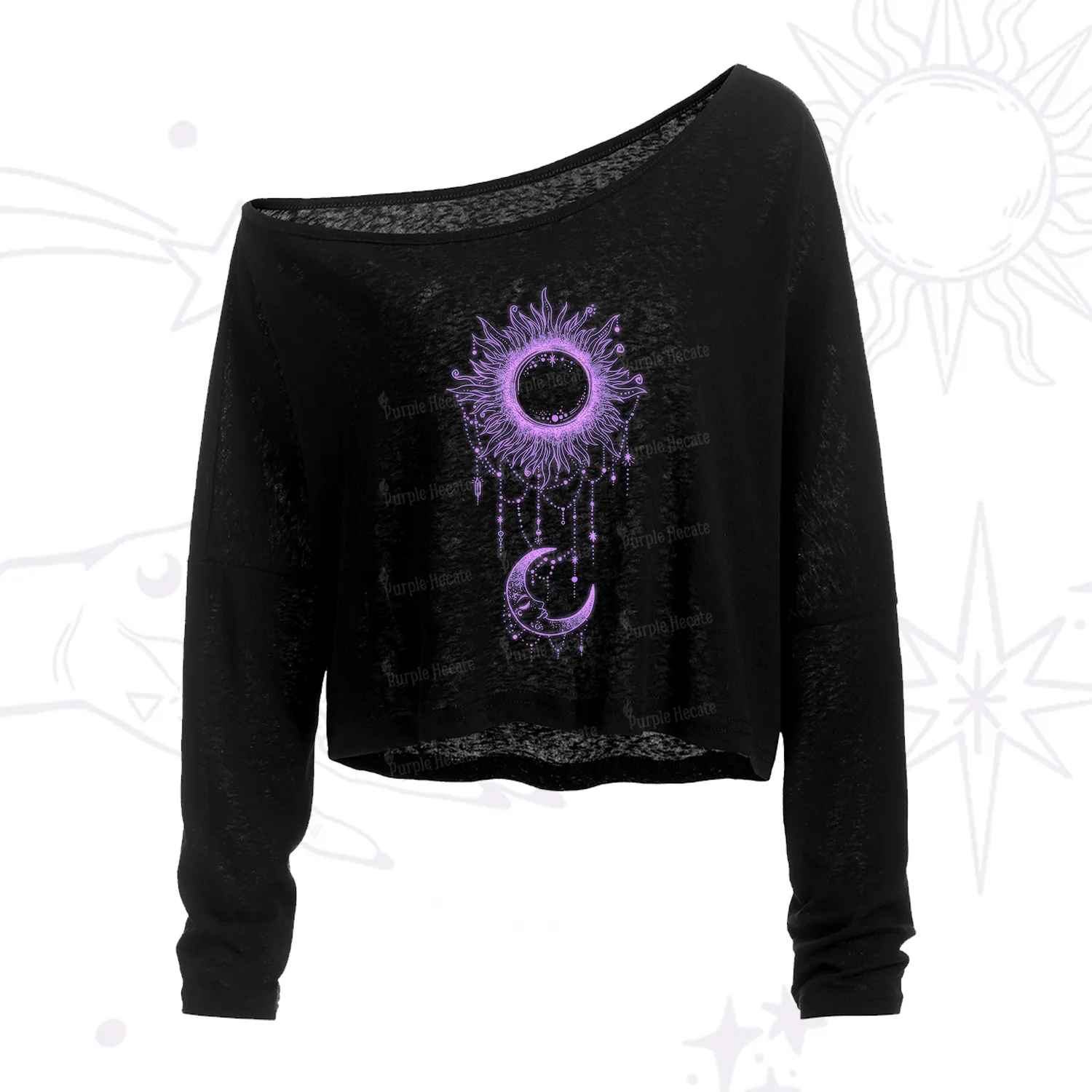 Purplehecate Radiance Of Sun And Moon One Shoulder Crop Shirt