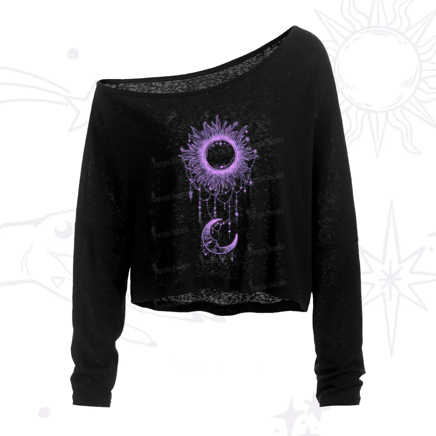 Purplehecate Radiance Of Sun And Moon One Shoulder Crop Shirt