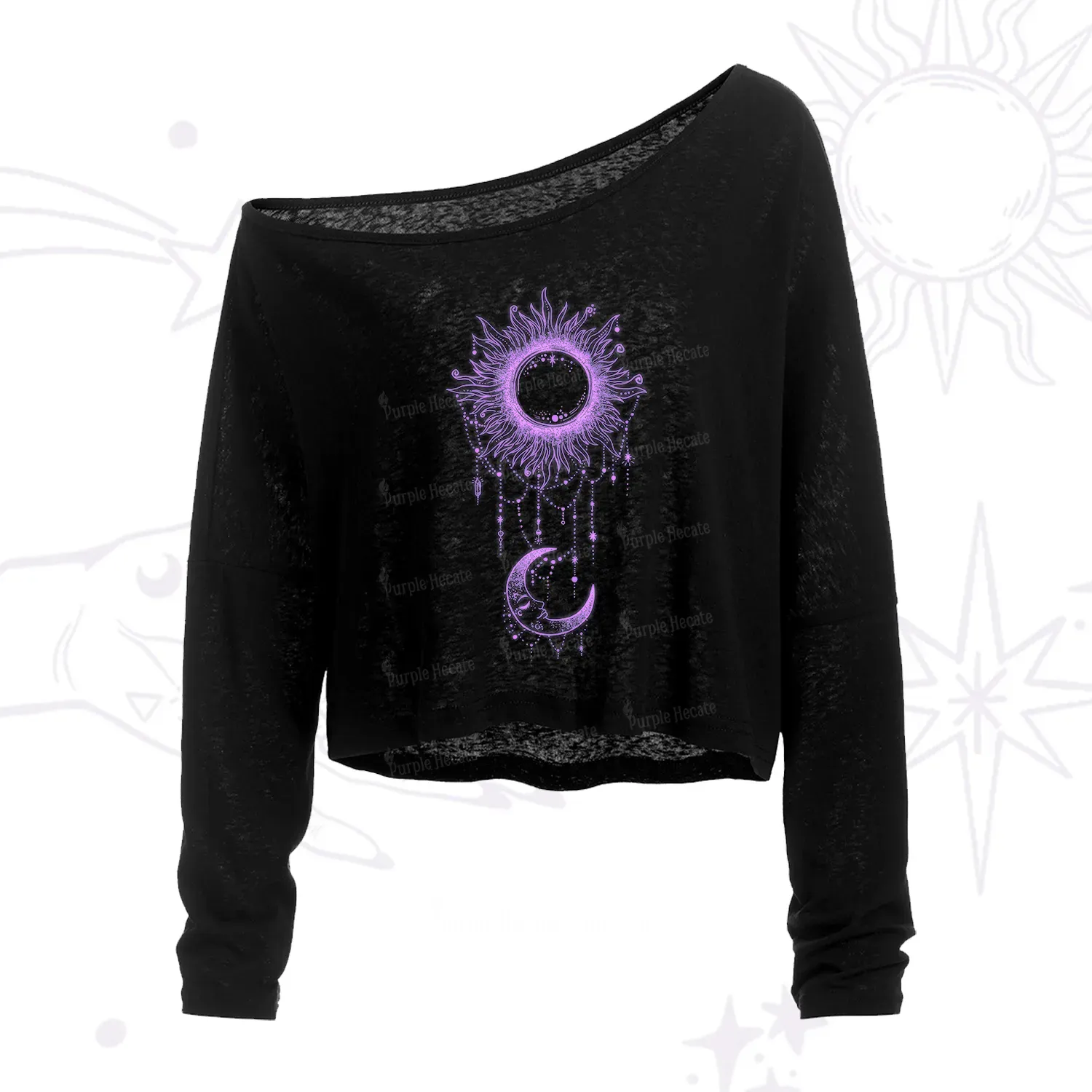 Purplehecate Radiance Of Sun And Moon One Shoulder Crop Shirt