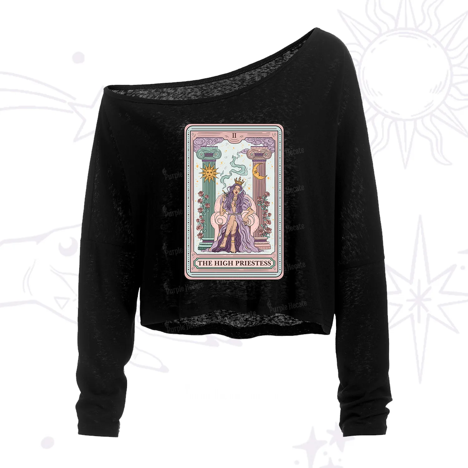 Purplehecate The High Priestess Tarot Card One Shoulder Crop Shirt