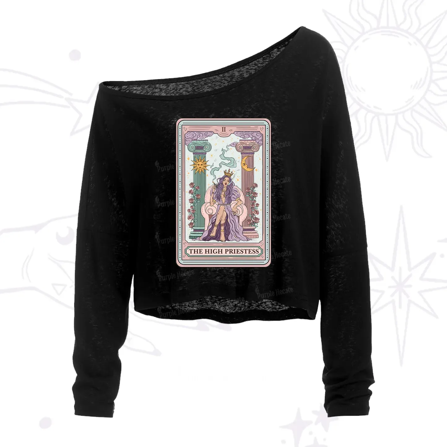 Purplehecate The High Priestess Tarot Card One Shoulder Crop Shirt