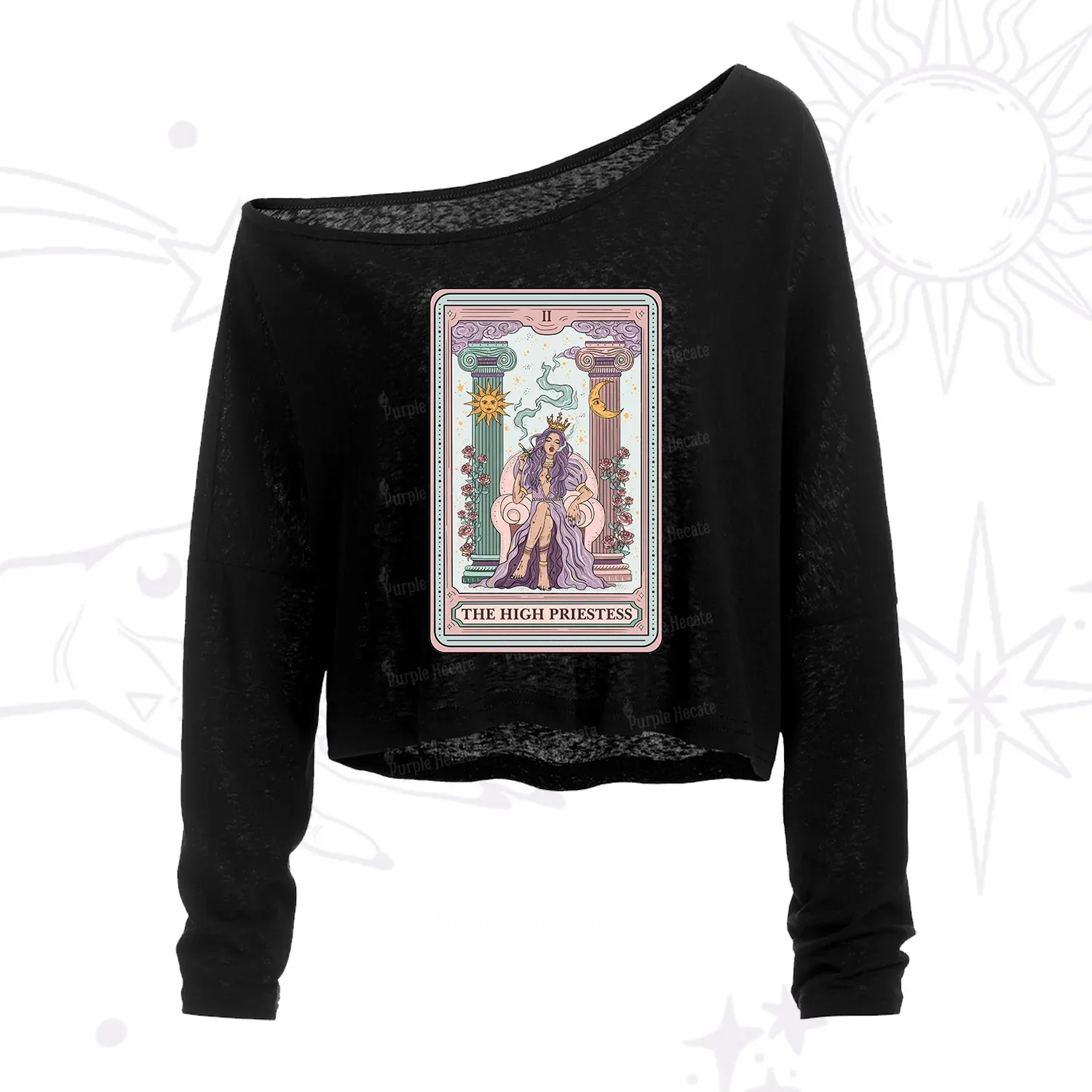 Purplehecate The High Priestess Tarot Card One Shoulder Crop Shirt