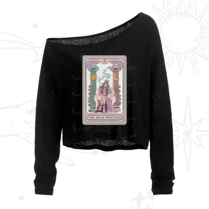 Purplehecate The High Priestess Tarot Card One Shoulder Crop Shirt