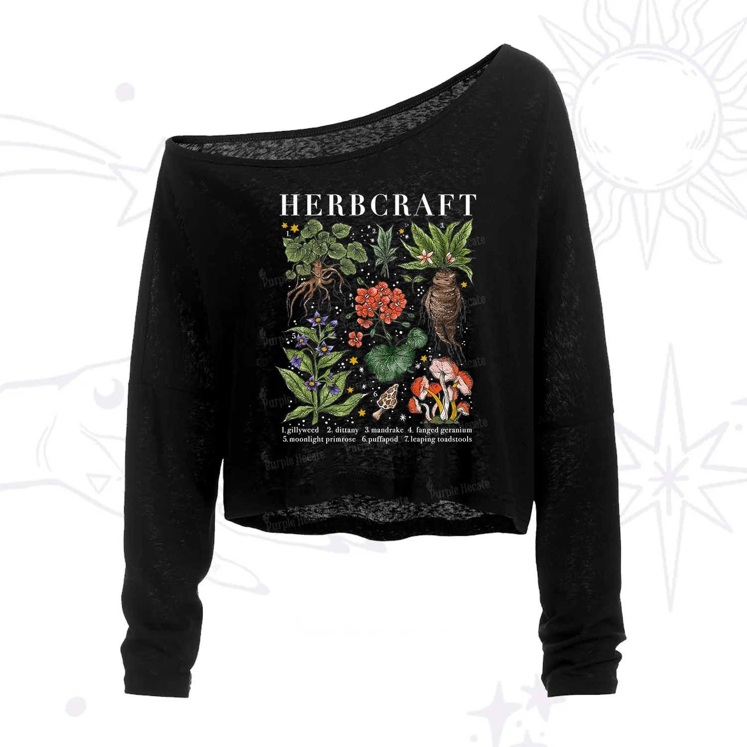 Purplehecate Magical Herbcraft One Shoulder Crop Shirt