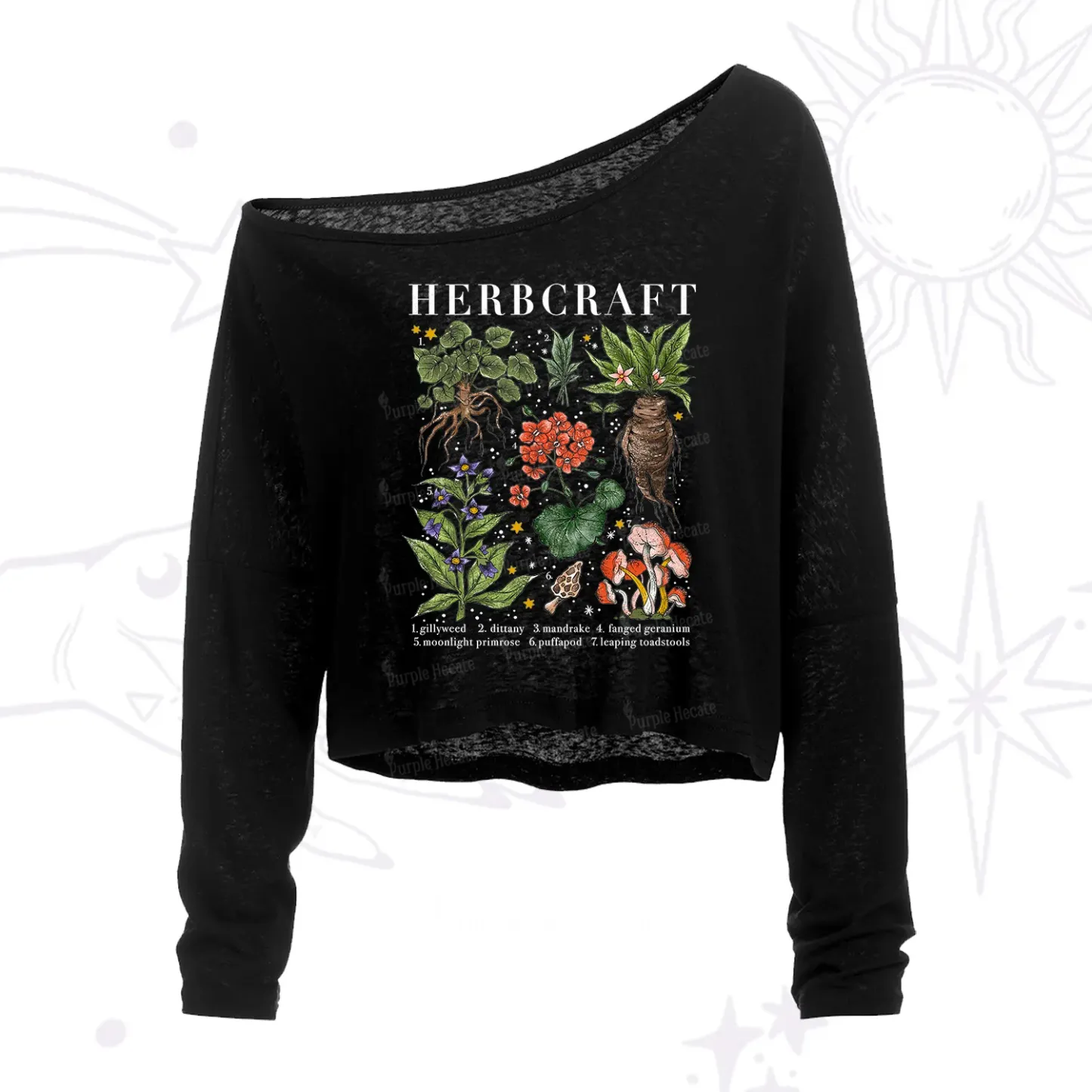 Purplehecate Magical Herbcraft One Shoulder Crop Shirt