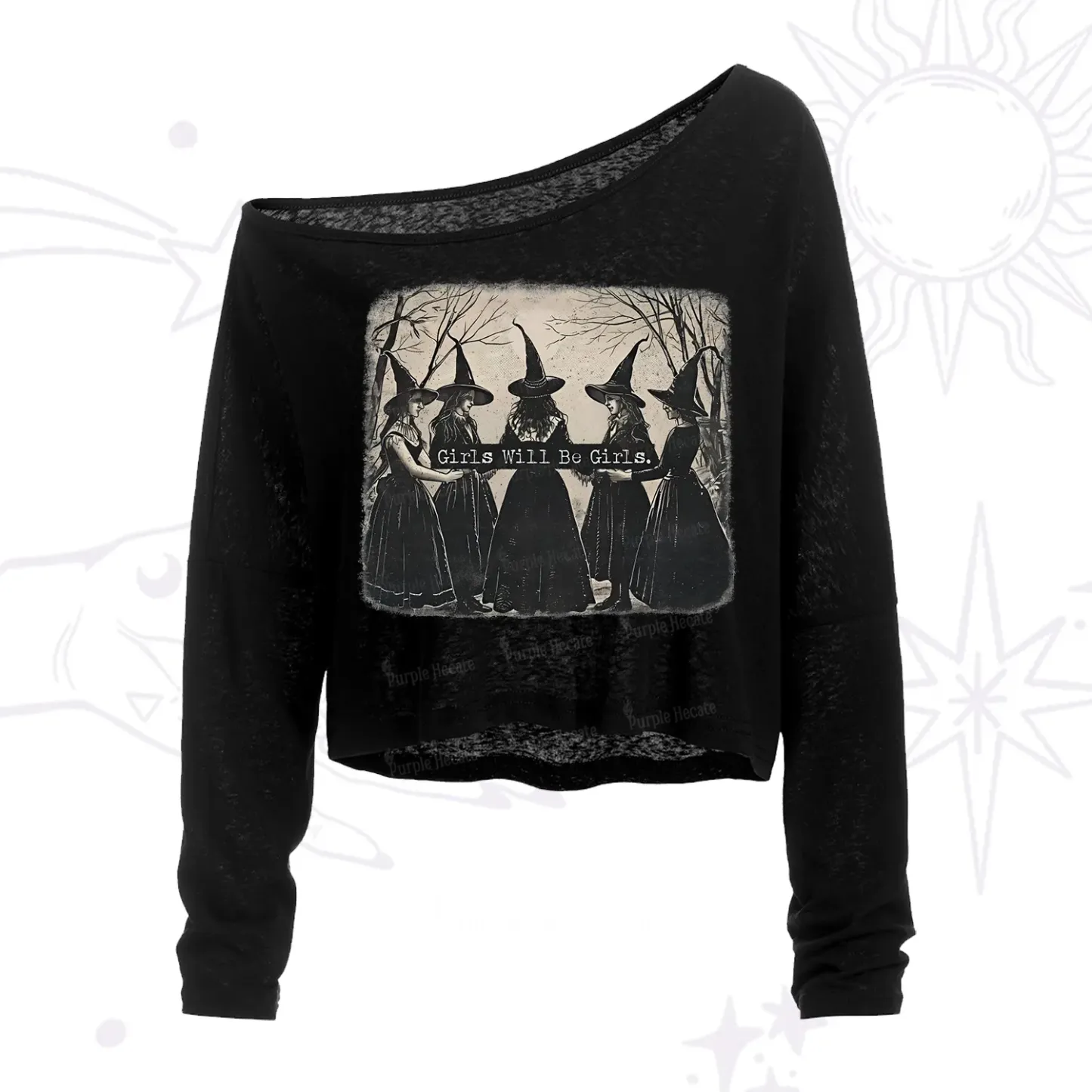 Purplehecate Girls Will Be Girls Witch One Shoulder Crop Shirt