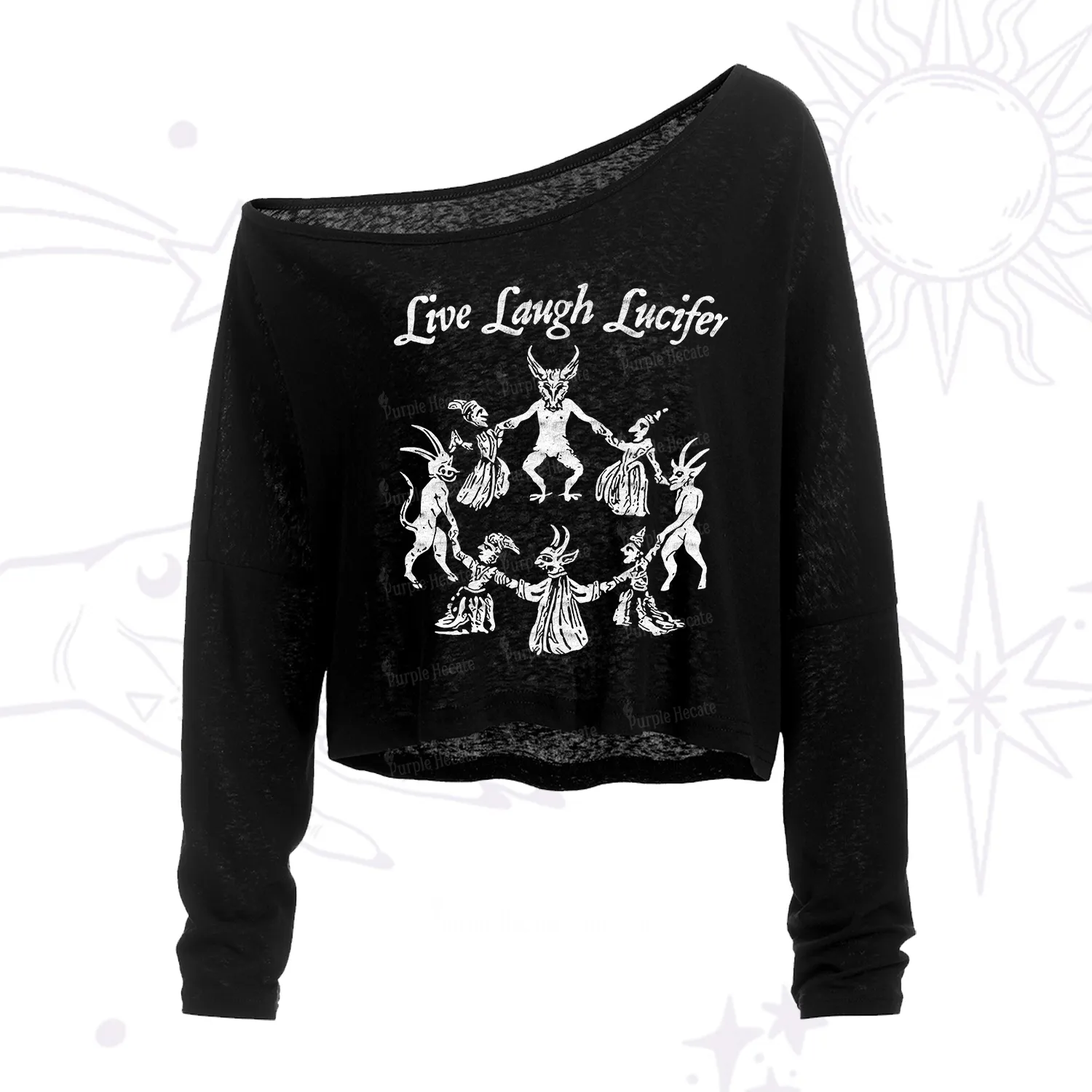 Purplehecate Live Laugh Lucifer One Shoulder Crop Shirt