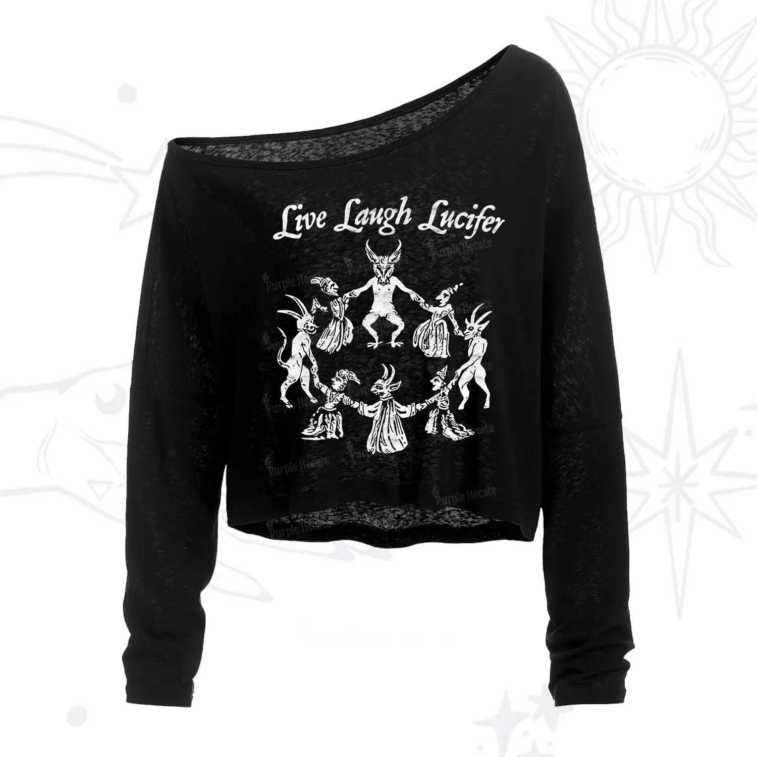 Purplehecate Live Laugh Lucifer One Shoulder Crop Shirt