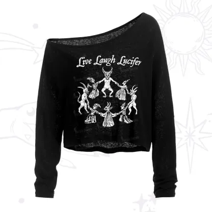 Purplehecate Live Laugh Lucifer One Shoulder Crop Shirt