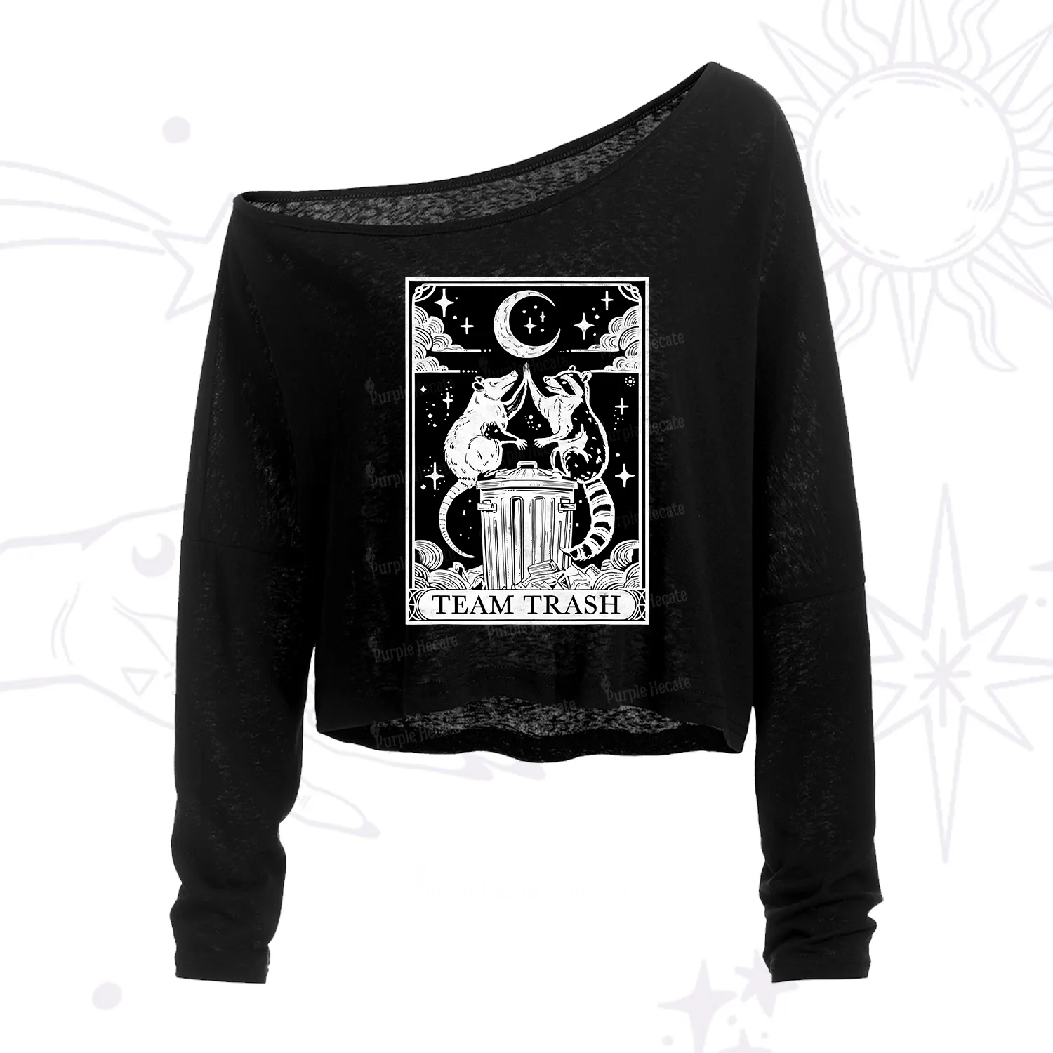 Purplehecate The Team Trash Tarot One Shoulder Crop Shirt