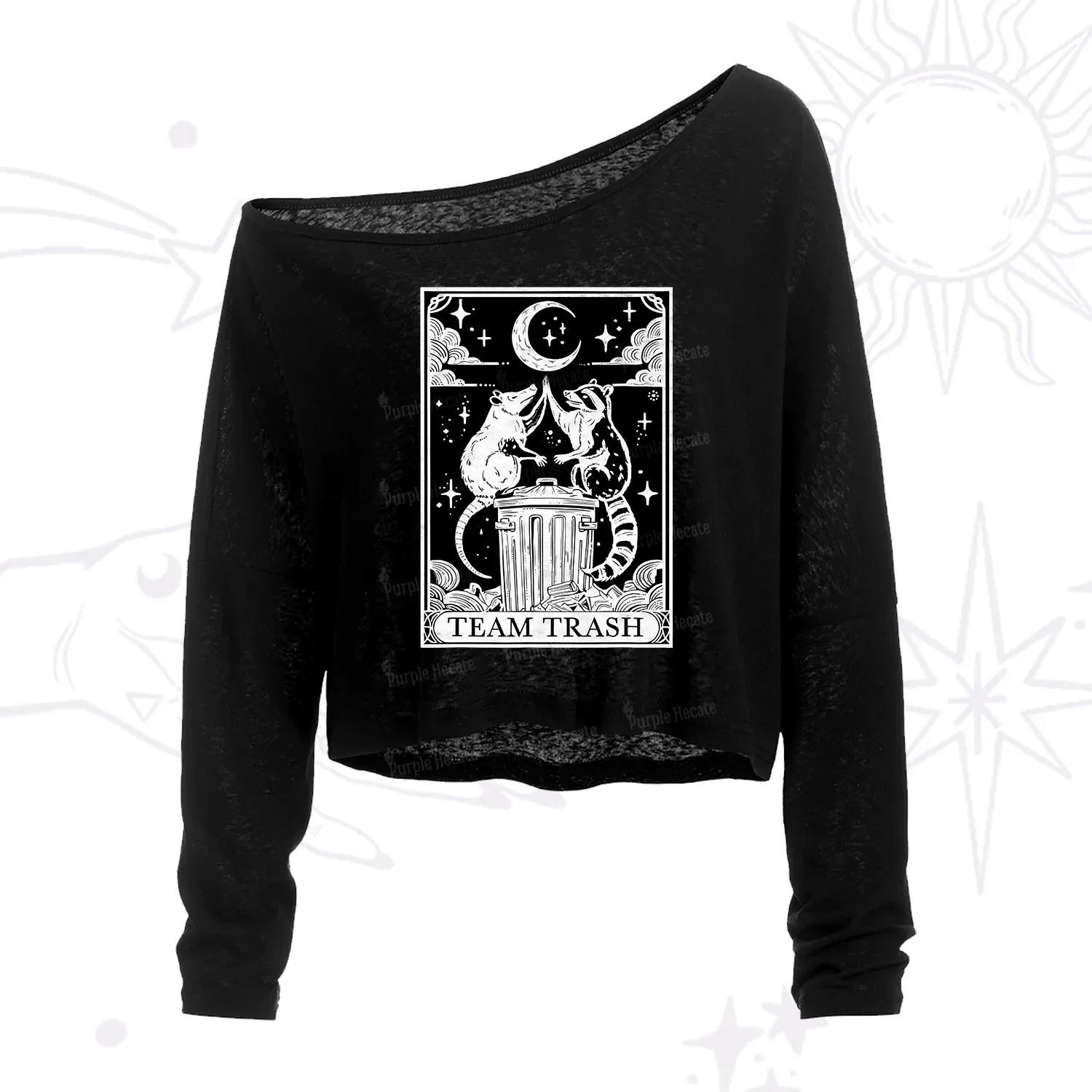Purplehecate The Team Trash Tarot One Shoulder Crop Shirt
