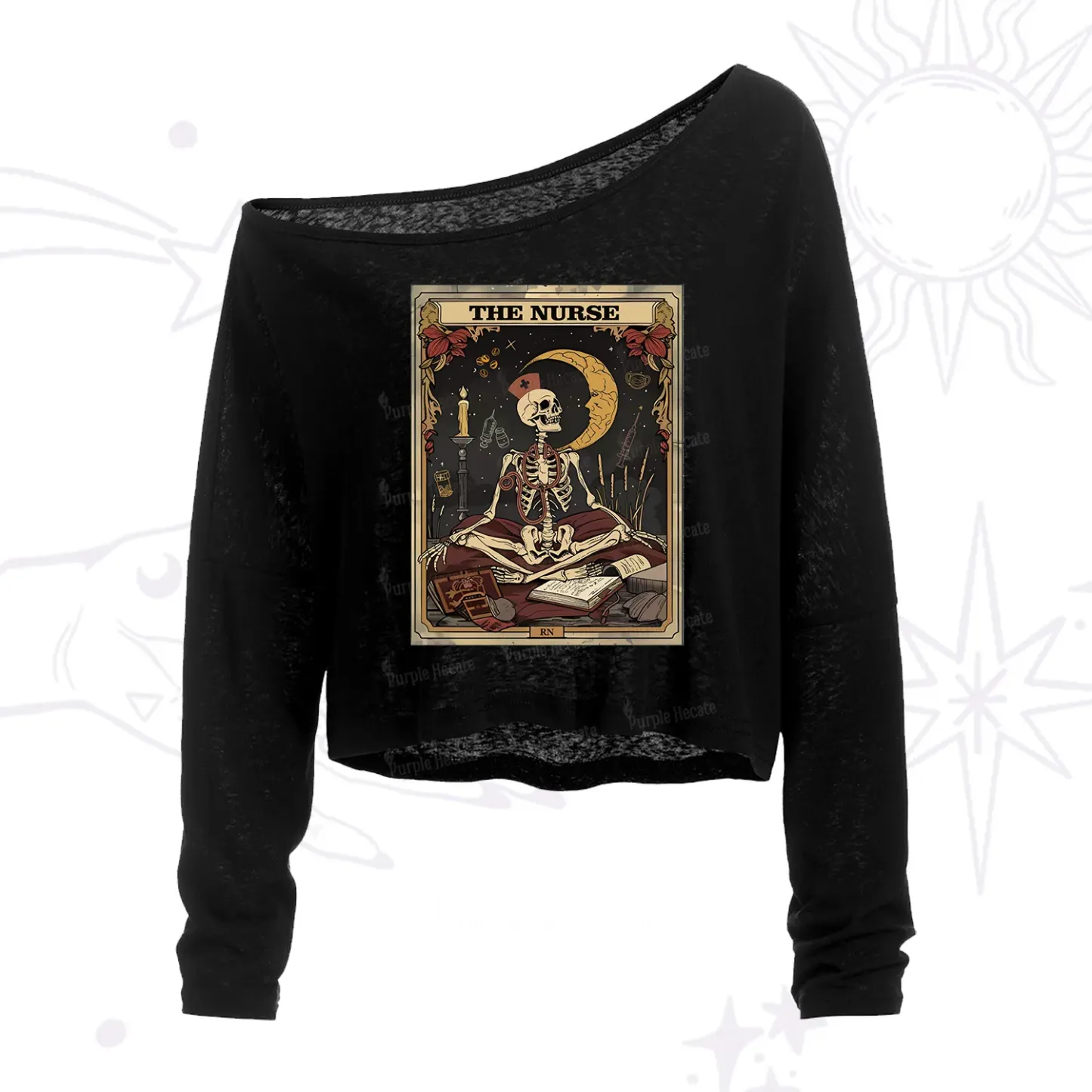 Purplehecate The Nurse Tarot Card One Shoulder Crop Shirt