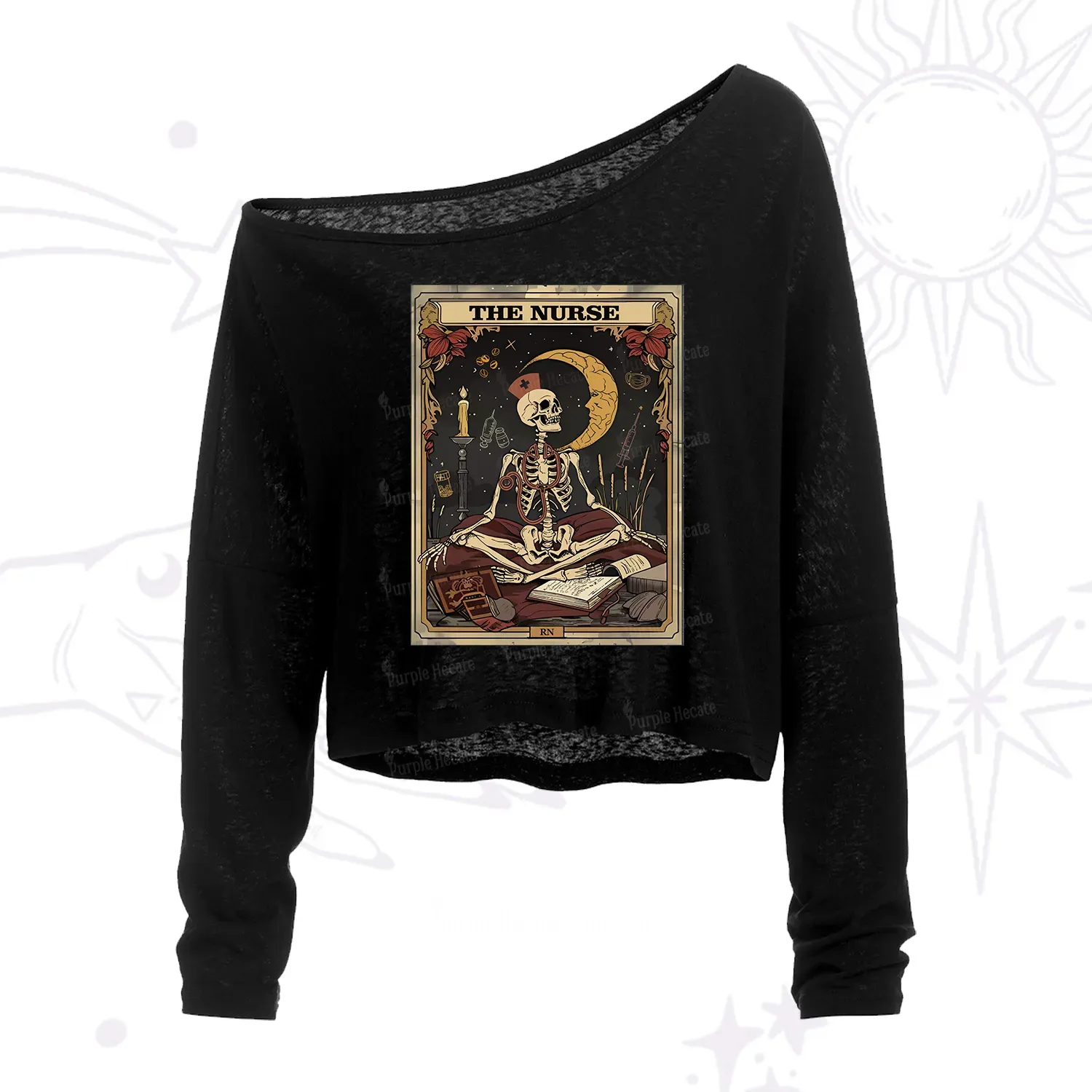 Purplehecate The Nurse Tarot Card One Shoulder Crop Shirt