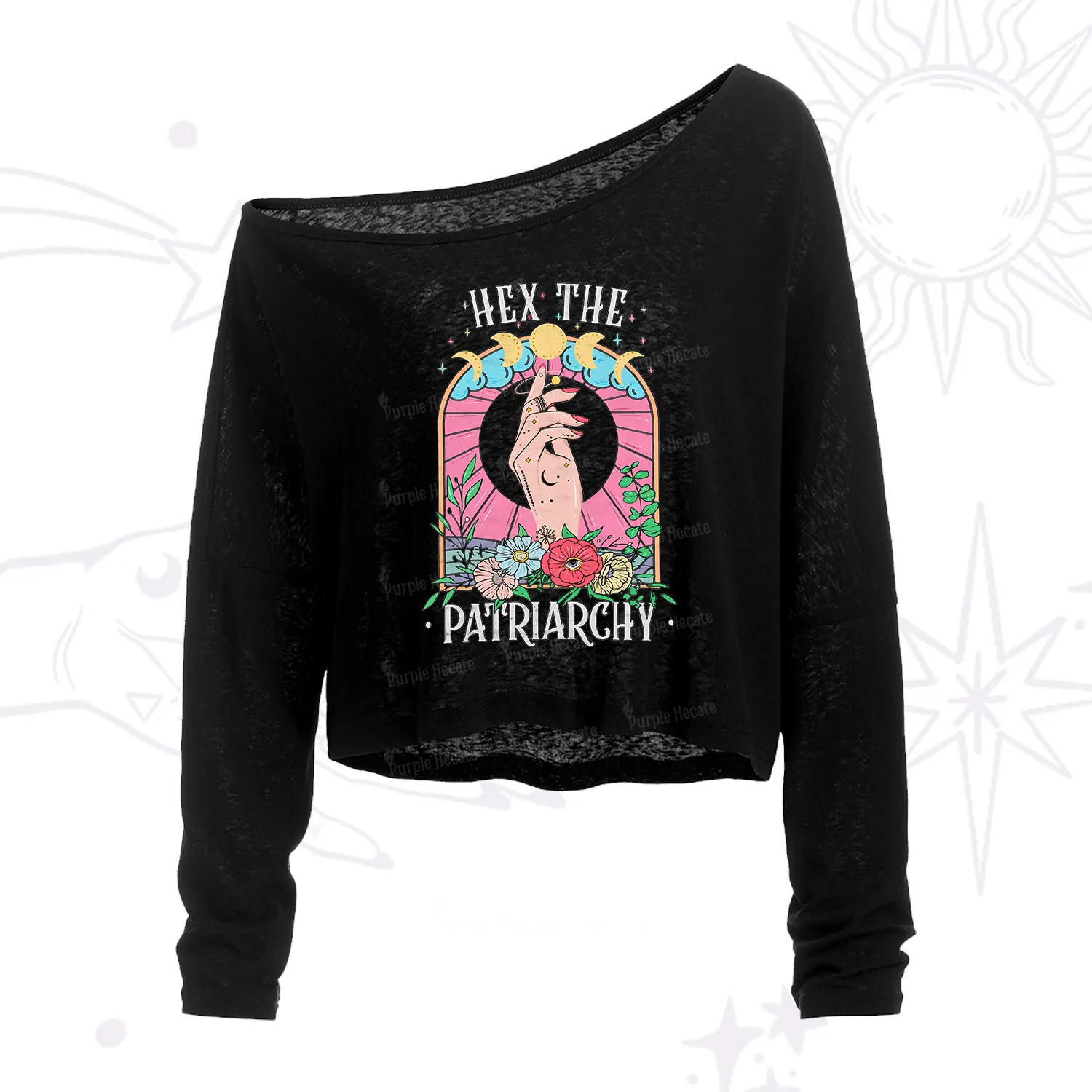 Purplehecate Hex The Patriarchy One Shoulder Crop Shirt