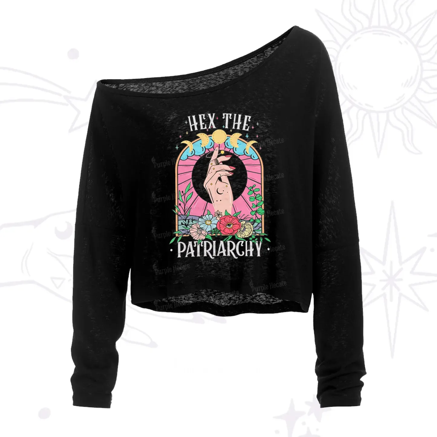 Purplehecate Hex The Patriarchy One Shoulder Crop Shirt