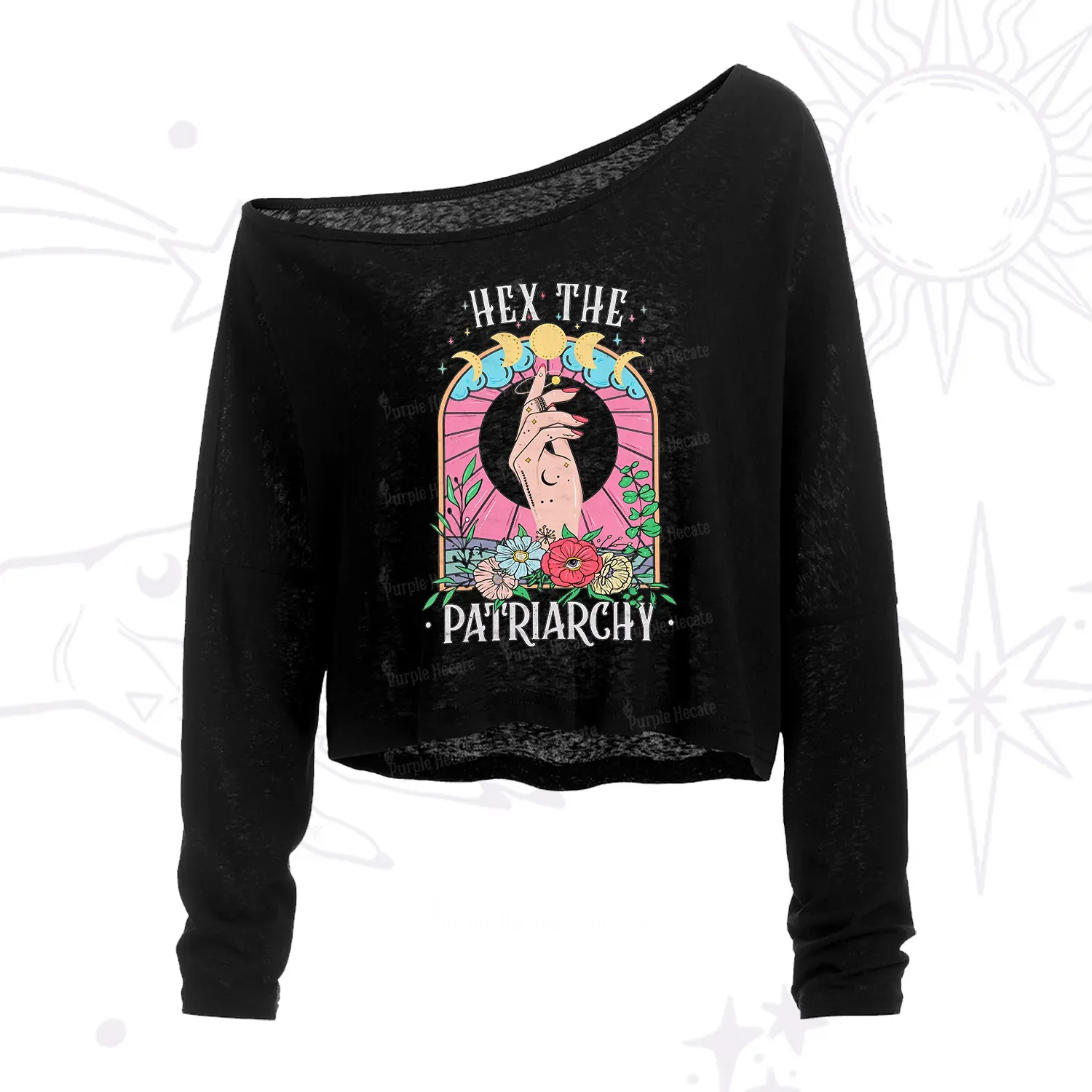 Purplehecate Hex The Patriarchy One Shoulder Crop Shirt