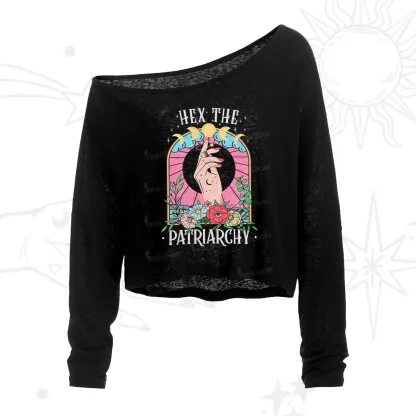 Purplehecate Hex The Patriarchy One Shoulder Crop Shirt