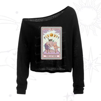 Purplehecate The Cat Mom Tarot One Shoulder Crop Shirt