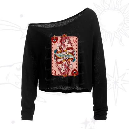 Purplehecate Queen of Hearts One Shoulder Crop Shirt