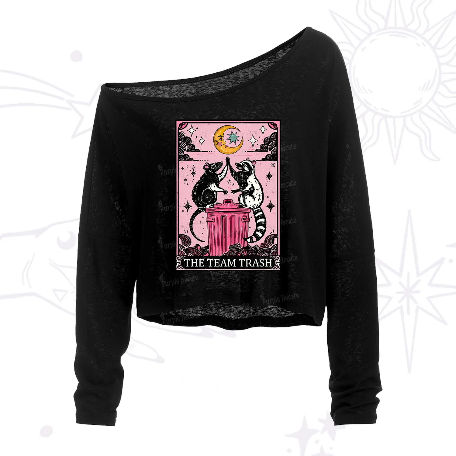 Purplehecate The Team Trash Opossum Tarot One Shoulder Crop Shirt