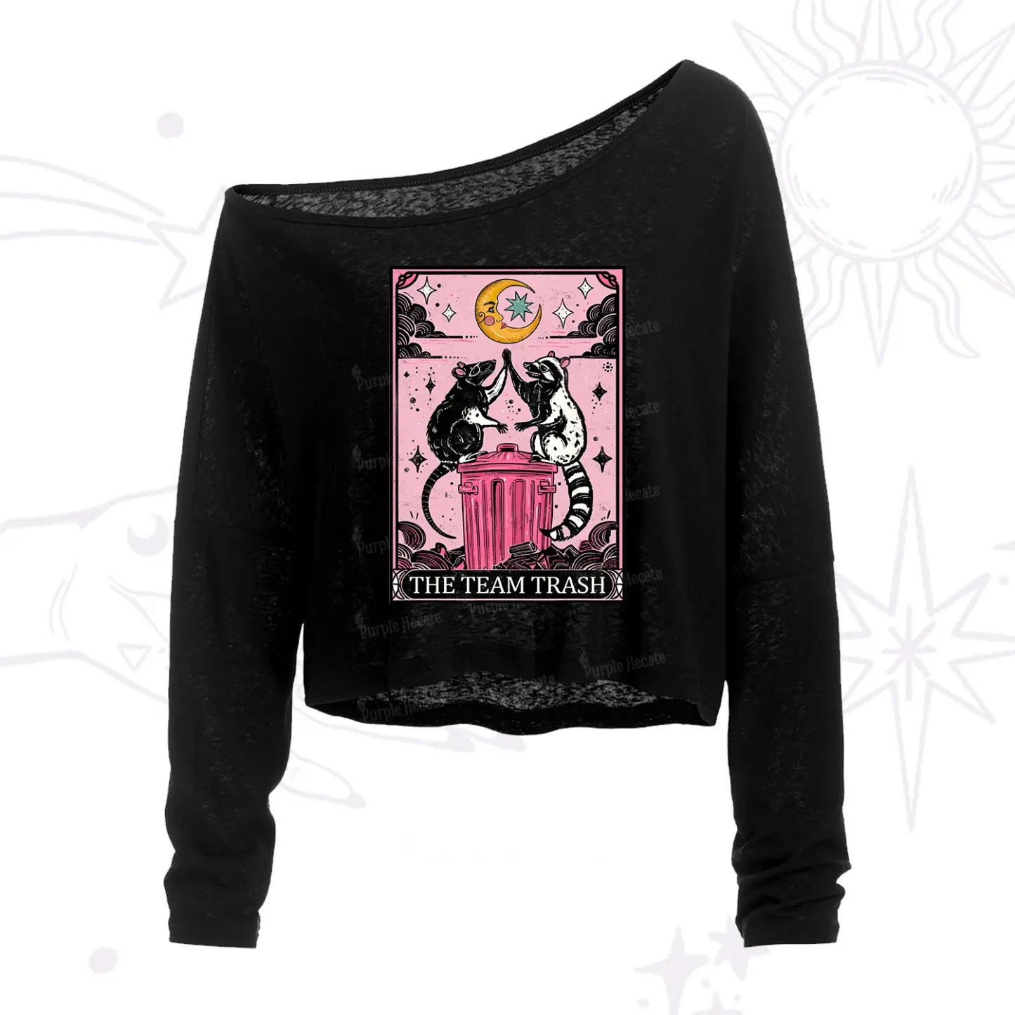Purplehecate The Team Trash Opossum Tarot One Shoulder Crop Shirt