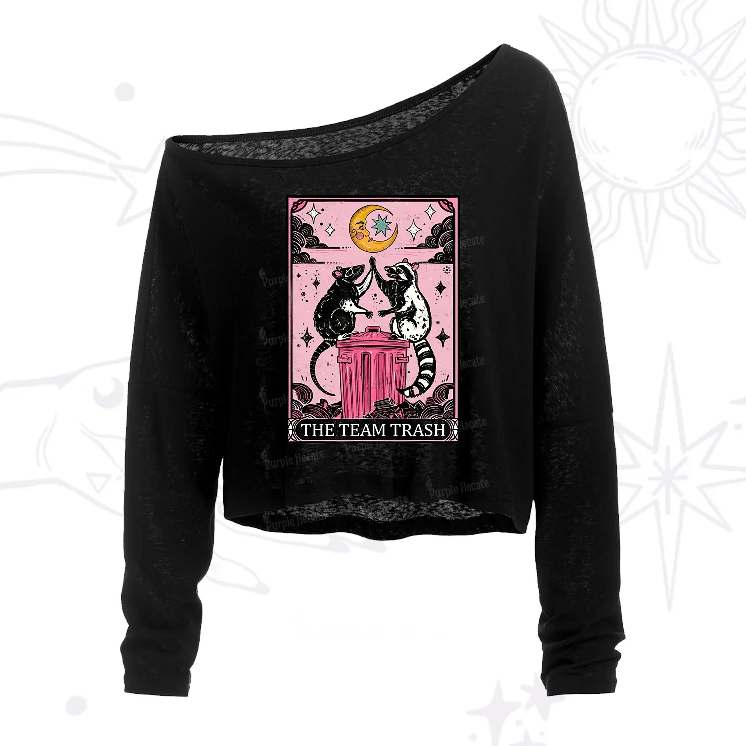 Purplehecate The Team Trash Opossum Tarot One Shoulder Crop Shirt
