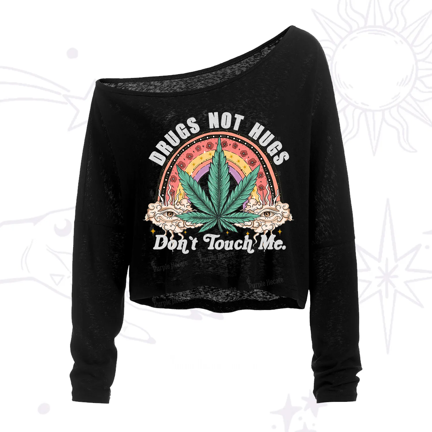 Purplehecate Drugs Not Hugs One Shoulder Crop Shirt