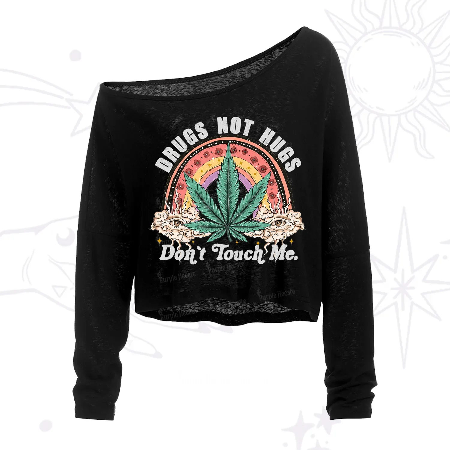Purplehecate Drugs Not Hugs One Shoulder Crop Shirt