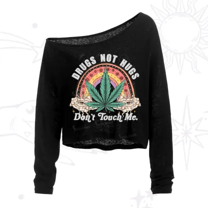 Purplehecate Drugs Not Hugs One Shoulder Crop Shirt