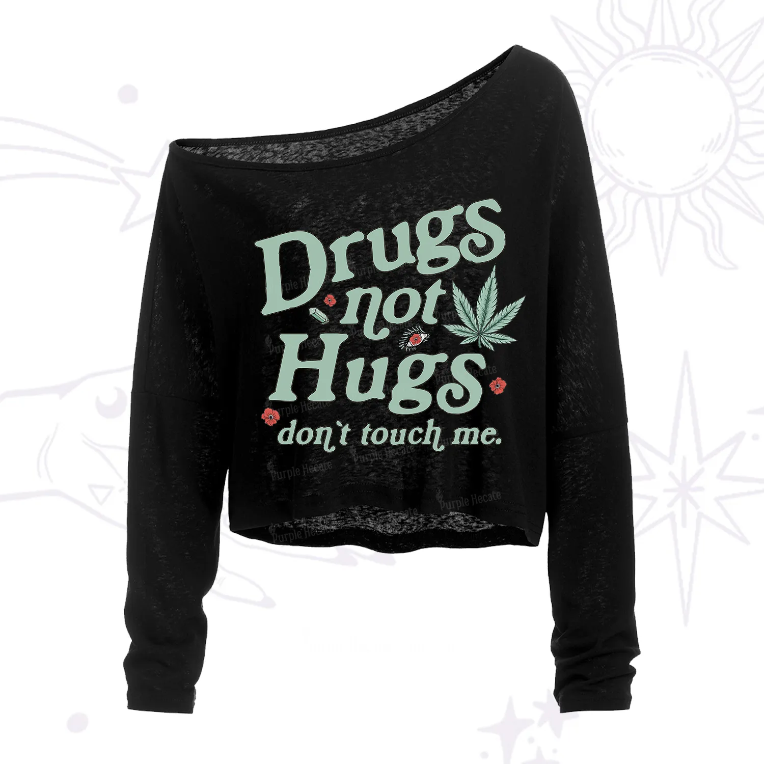 Purplehecate Sarcastic Weed One Shoulder Crop Shirt