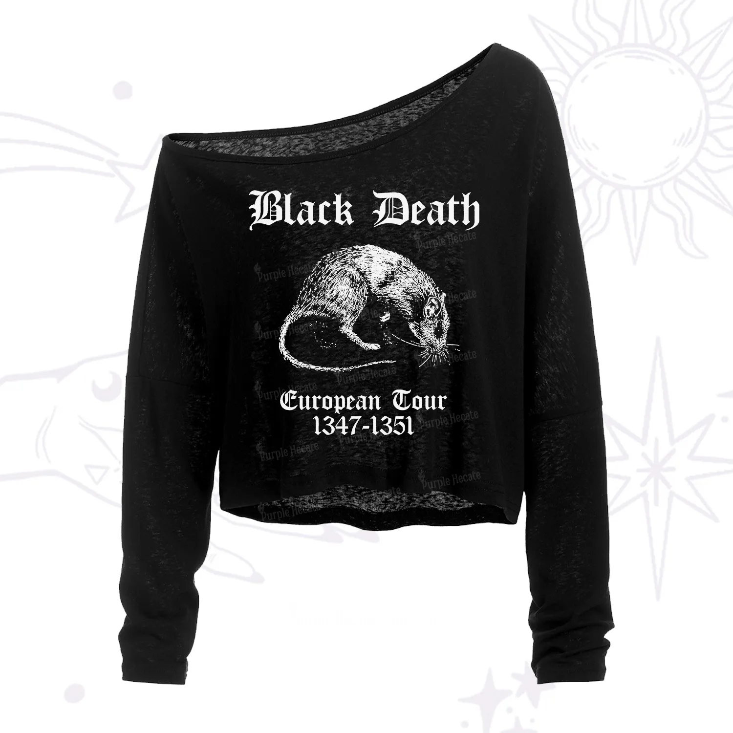 Purplehecate Black Death European Tour One Shoulder Crop Shirt