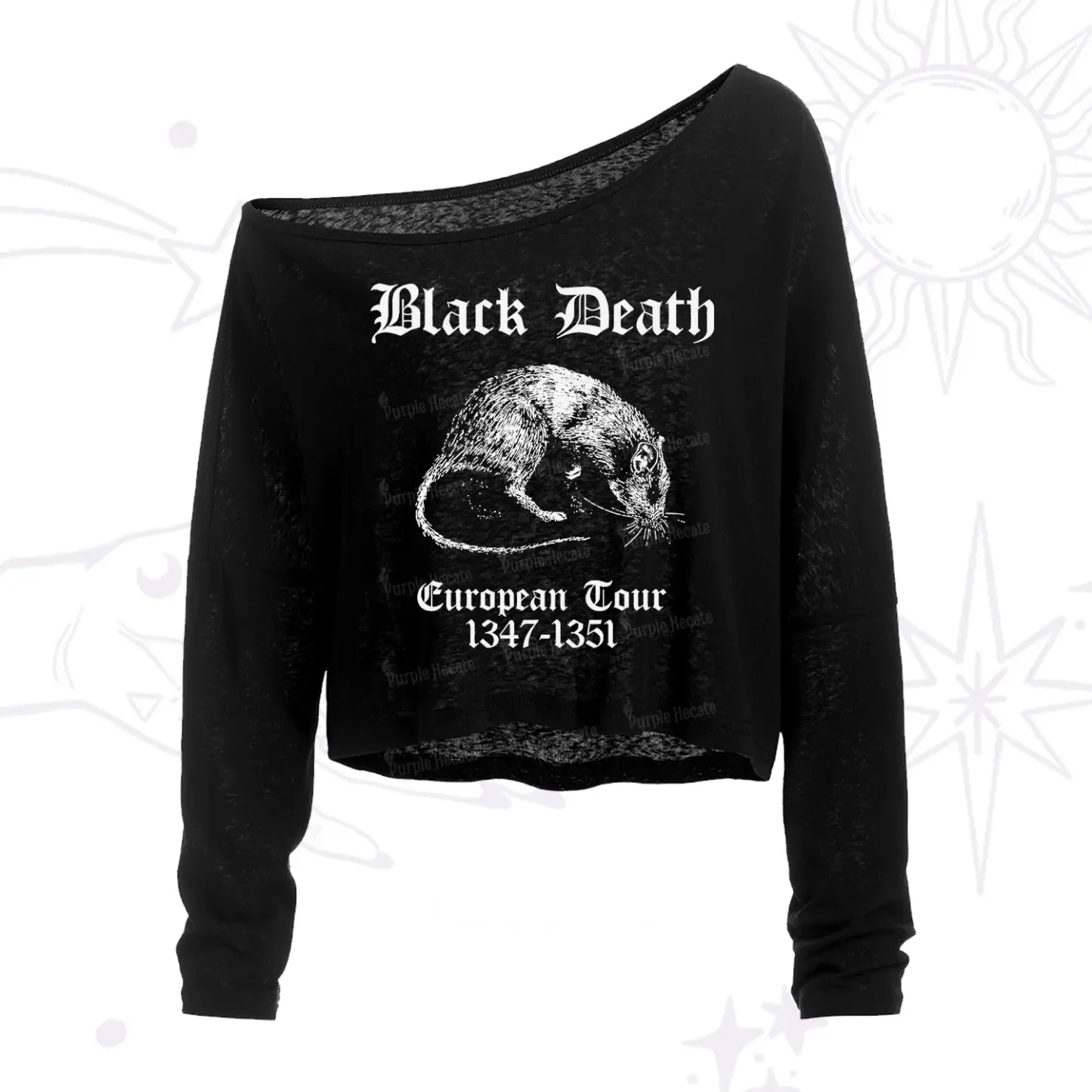 Purplehecate Black Death European Tour One Shoulder Crop Shirt