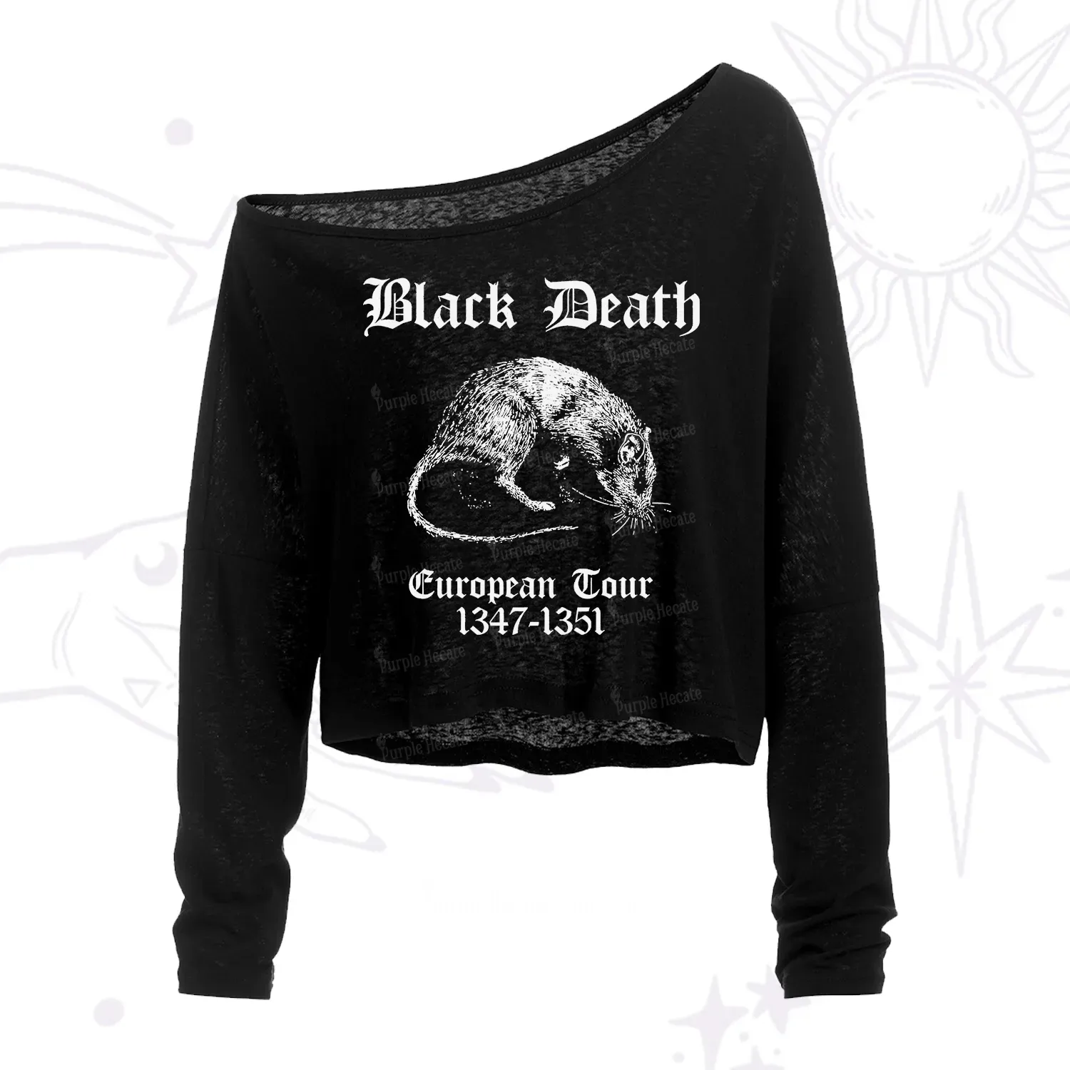 Purplehecate Black Death European Tour One Shoulder Crop Shirt