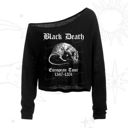 Purplehecate Black Death European Tour One Shoulder Crop Shirt