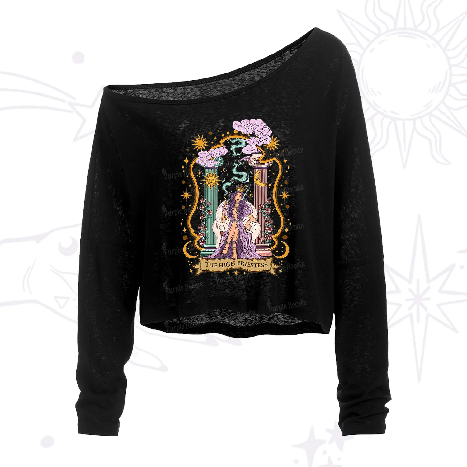 Purplehecate The High Priestess Goddess One Shoulder Crop Shirt