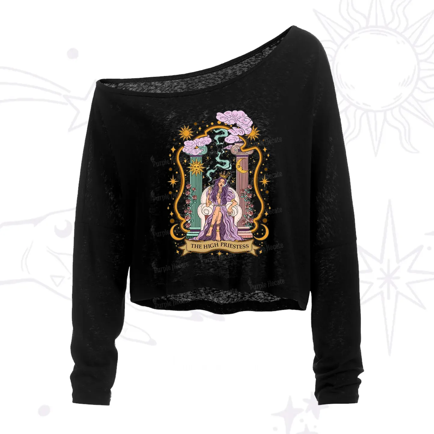 Purplehecate The High Priestess Goddess One Shoulder Crop Shirt