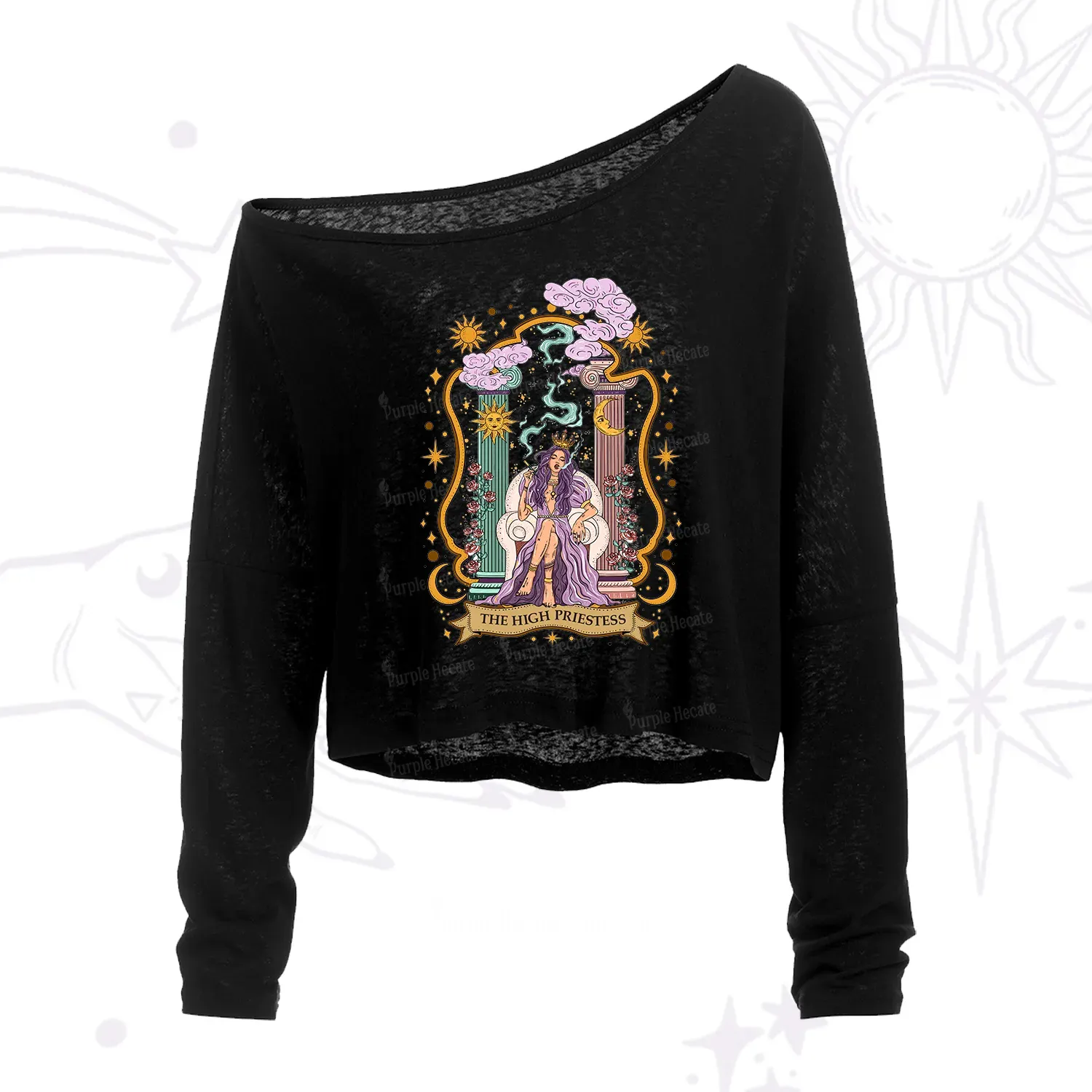 Purplehecate The High Priestess Goddess One Shoulder Crop Shirt