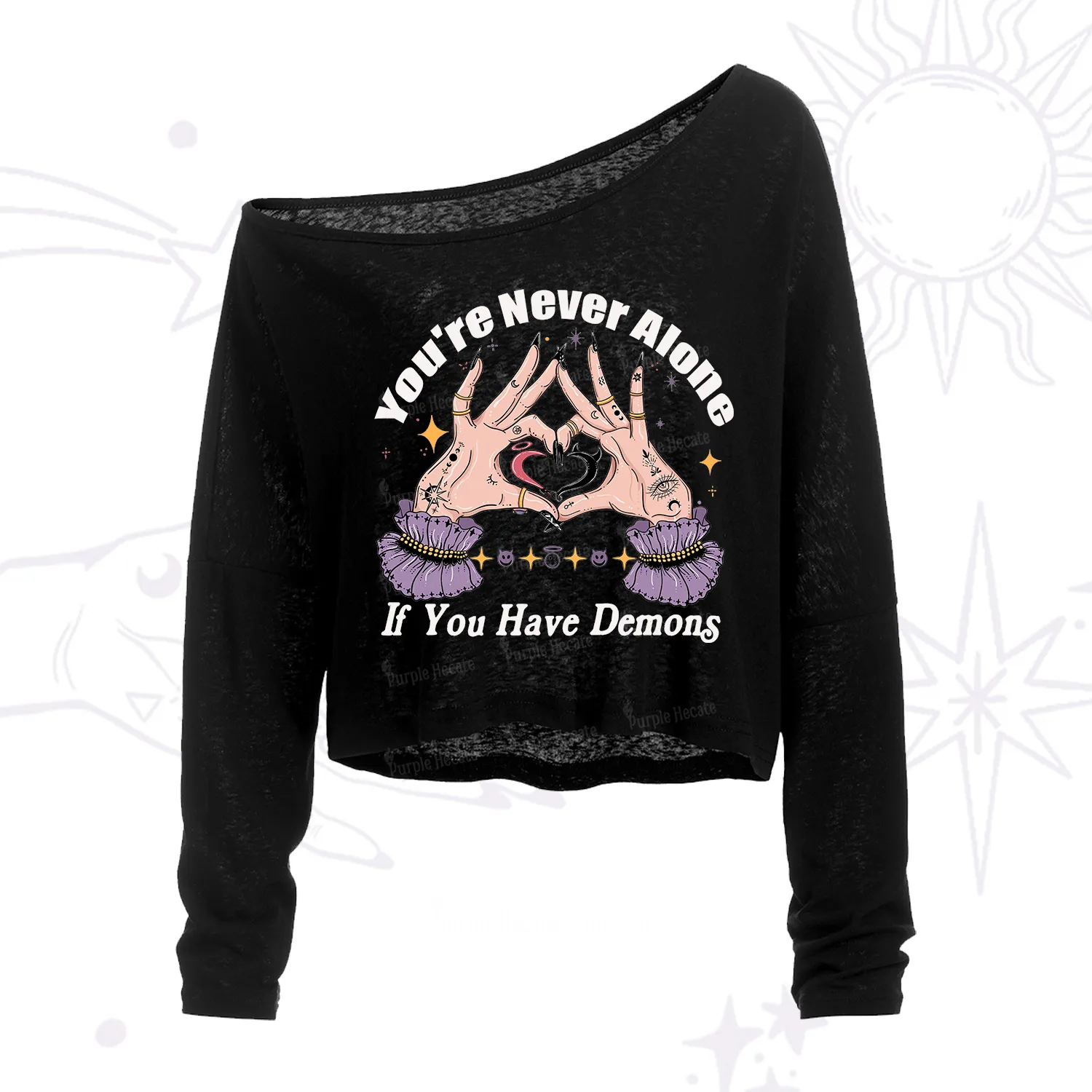 Purplehecate You're Never Alone If You Have Demons One Shoulder Crop Shirt
