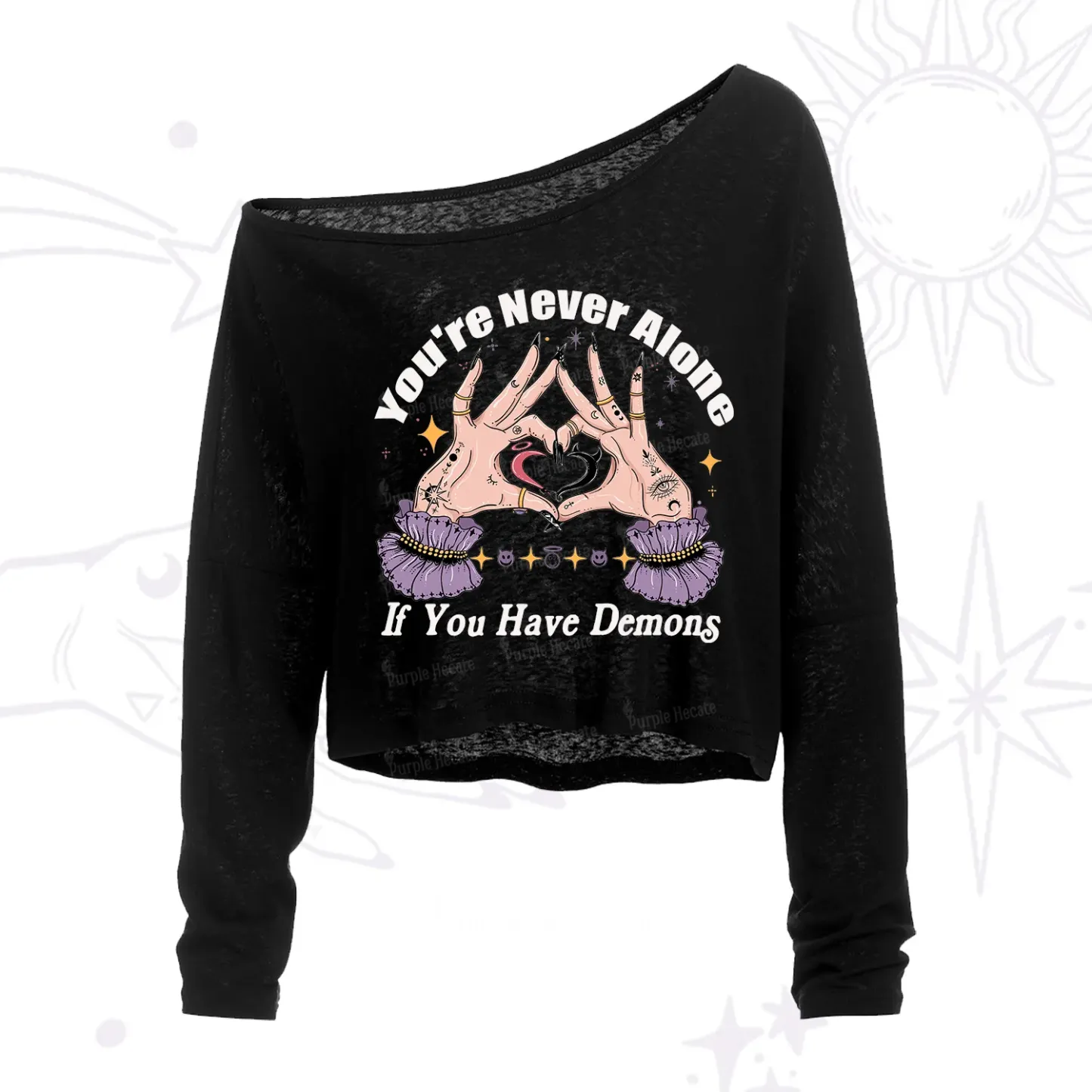 Purplehecate You're Never Alone If You Have Demons One Shoulder Crop Shirt