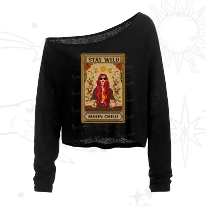 Purplehecate The Stay Wild Moon Child Oracle Card One Shoulder Crop Shirt