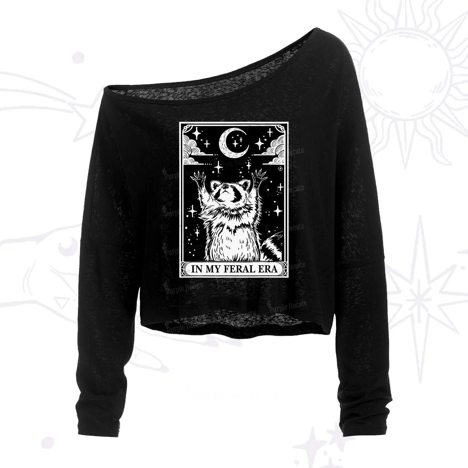 Purplehecate The In My Feral Era Oracle Card One Shoulder Crop Shirt