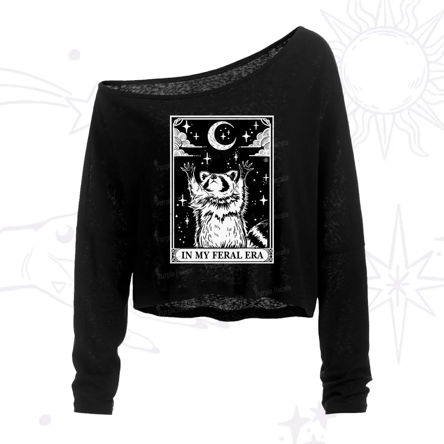 Purplehecate The In My Feral Era Oracle Card One Shoulder Crop Shirt
