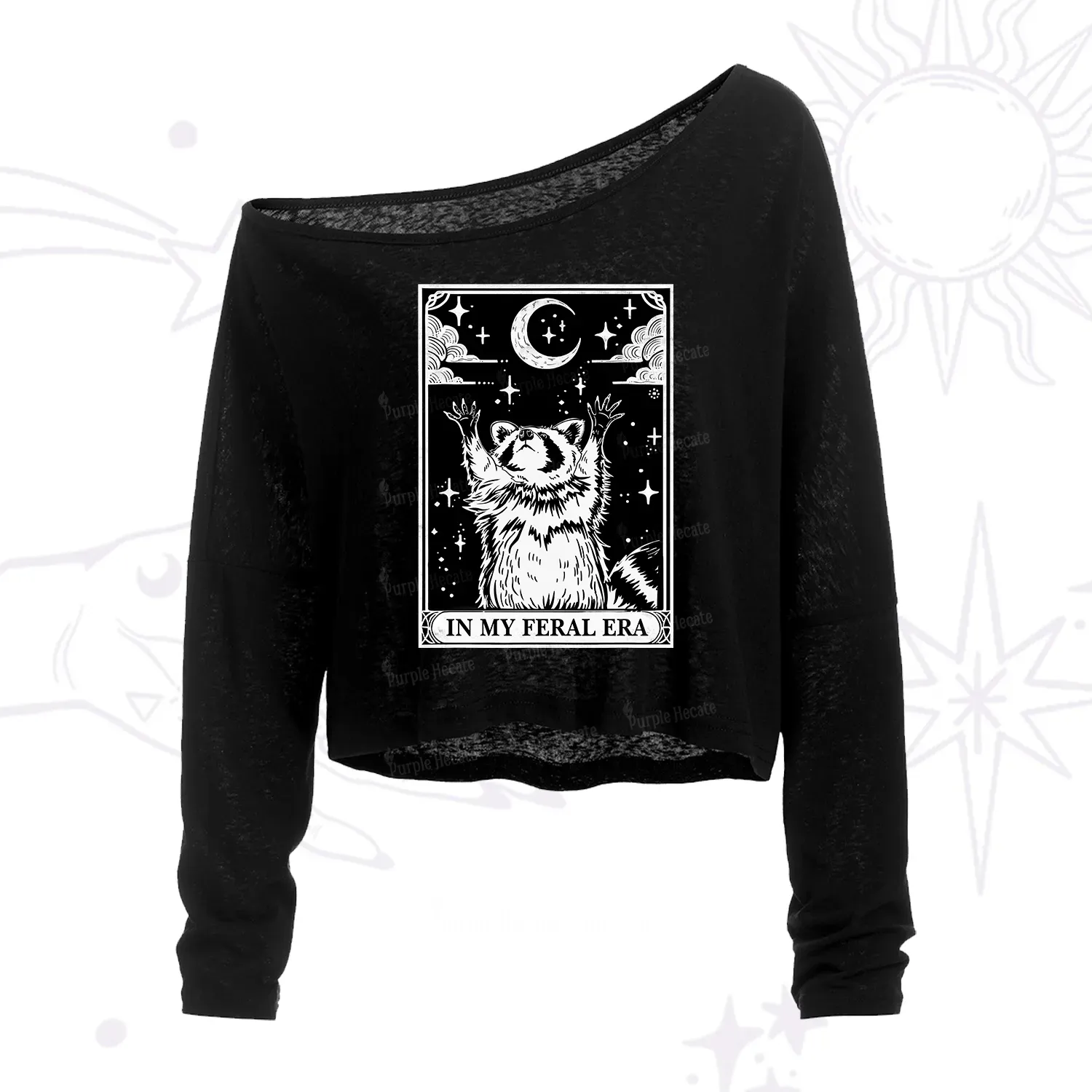 Purplehecate The In My Feral Era Oracle Card One Shoulder Crop Shirt