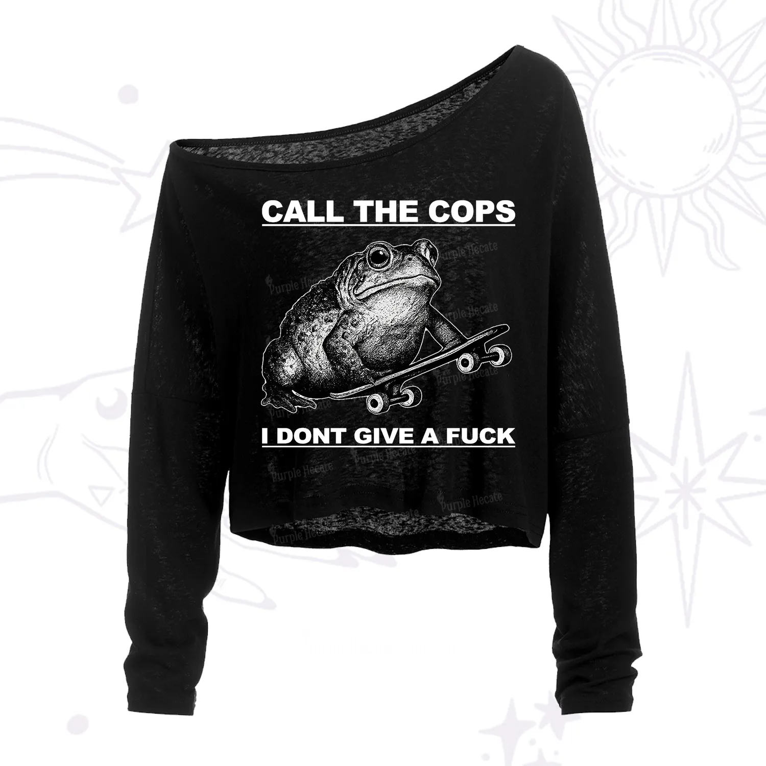 Purplehecate Call The Cops Frog One Shoulder Crop Shirt
