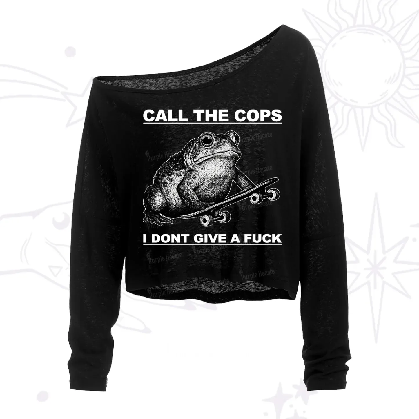 Purplehecate Call The Cops Frog One Shoulder Crop Shirt