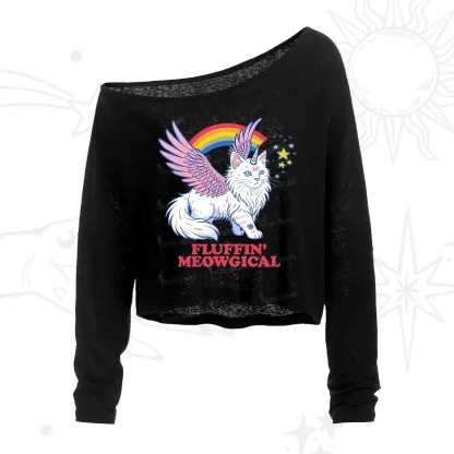 Purplehecate Fluffin Meowgical One Shoulder Crop Shirt