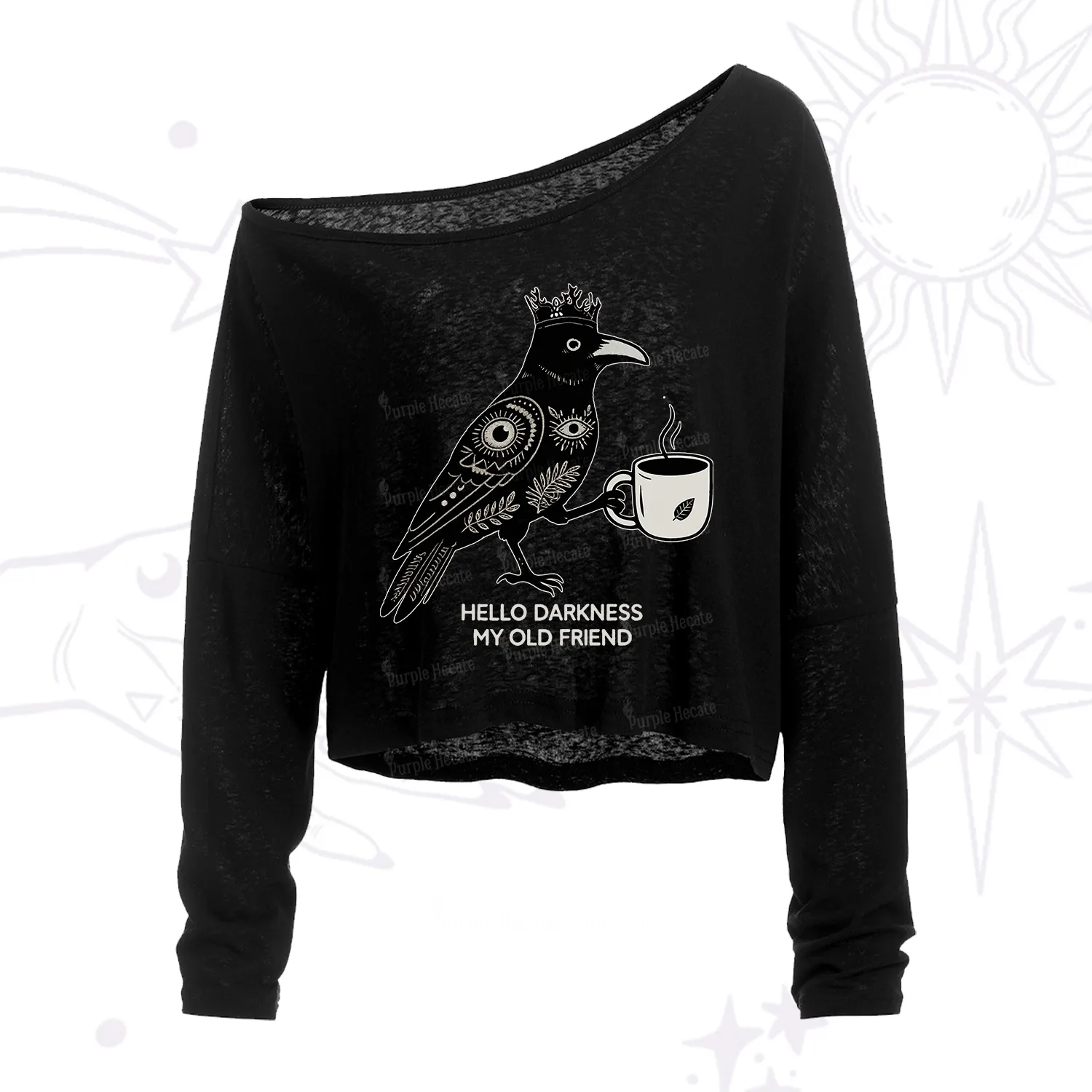 Purplehecate Hello Darkness My Old Friend One Shoulder Crop Shirt